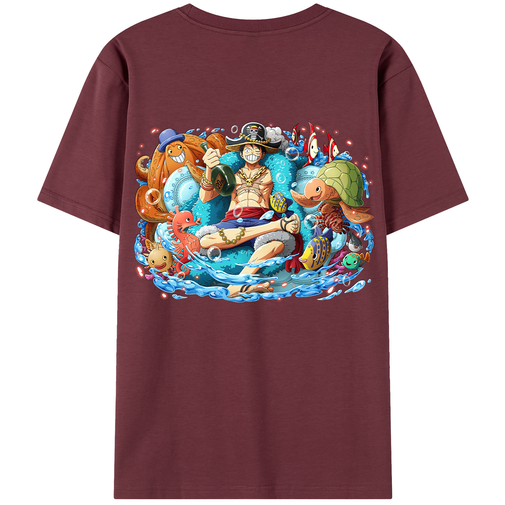 ワンピース モンキー・D・ルフィ ONE PIECE Monkey D. Luffy 綿100％半袖Tシャツ（背面プリント）